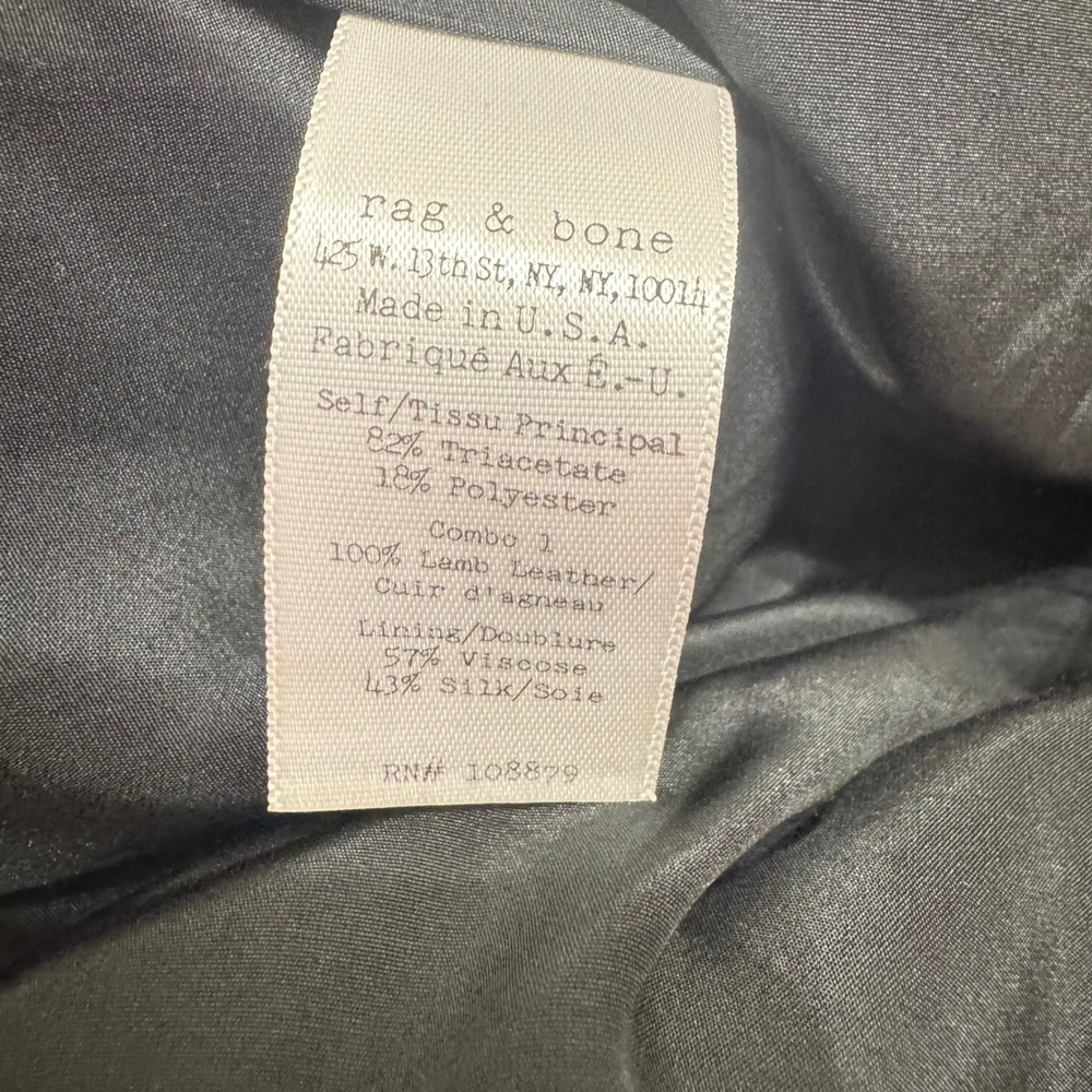 Rag‎ & Bone Kelly Lamb Leather Shorts Womens 6 Black New Mixed Media High Rise - Picture 12 of 13